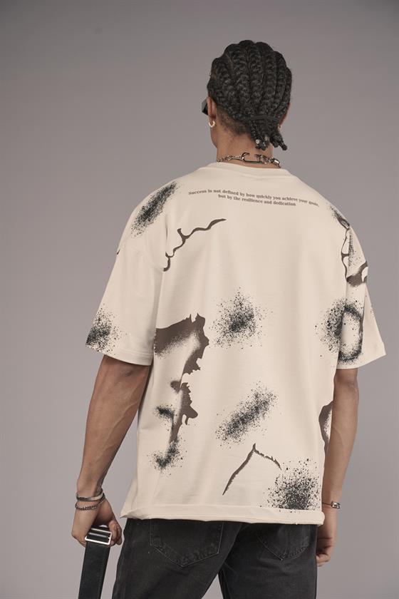 Oversize Kalıp Lightening Baskılı Erkek Tişört