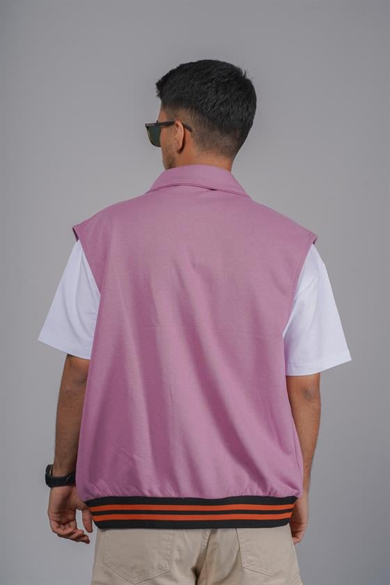 Oversize Kalıp Örme Kumaş Cepli Kolej Yelek