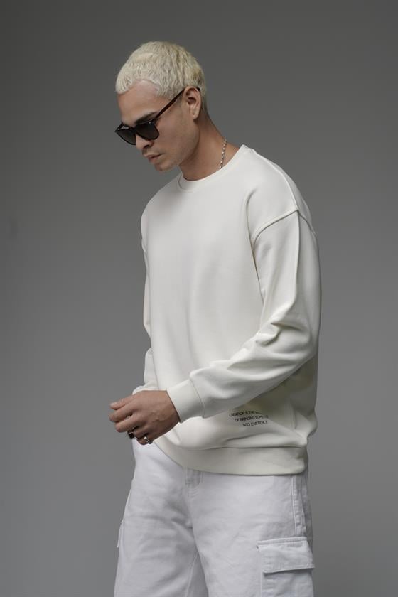 Oversize Kalıp Sırtı Kilim Desenli Erkek Sweatshirt