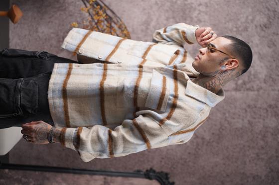 Oversize Kalıp Unisex Cepli Kaşe Oduncu Gömlek