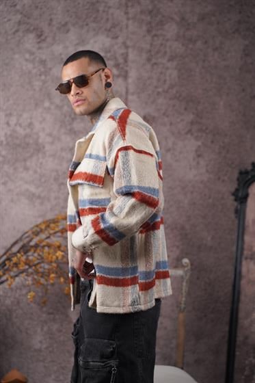 Oversize Kalıp Unisex Cepli Kaşe Oduncu Gömlek
