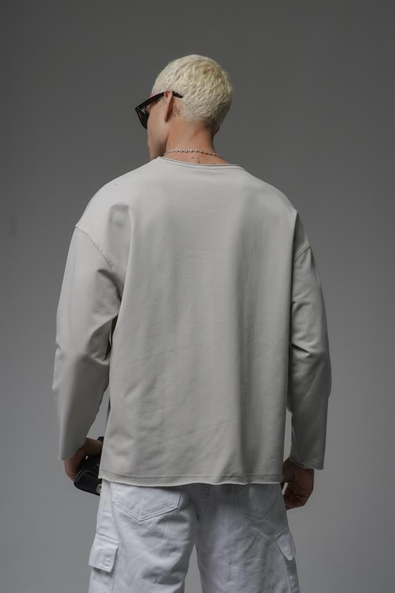 Pis Yaka Oversize Kalıp Düz Sweatshirt