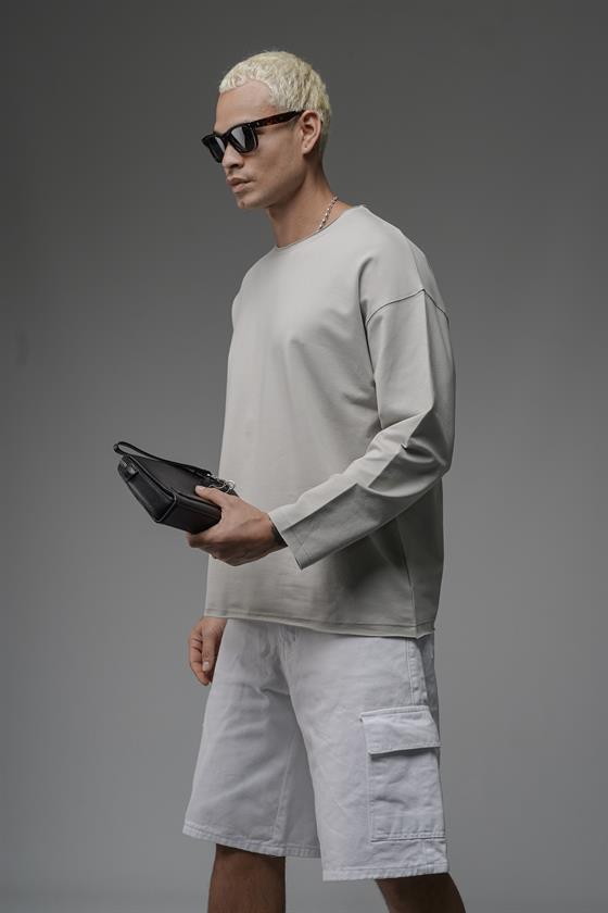 Pis Yaka Oversize Kalıp Düz Sweatshirt