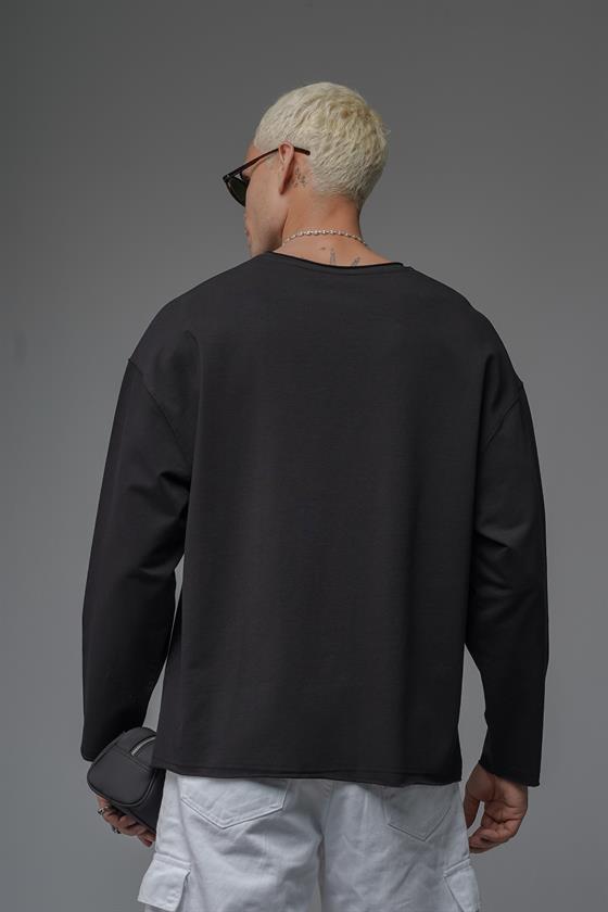 Pis Yaka Oversize Kalıp Düz Sweatshirt