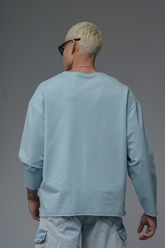 Pis Yaka Oversize Kalıp Düz Sweatshirt
