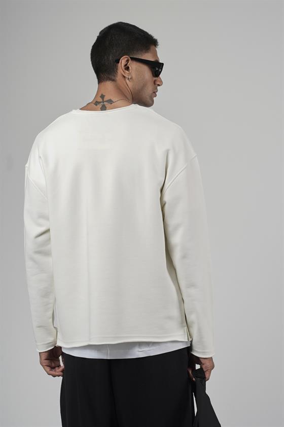 Pis Yaka Oversize Kesim Erkek Düz Sweatshirt