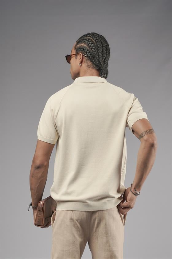 Polo Yaka Reglan Kol Erkek Triko Tişört