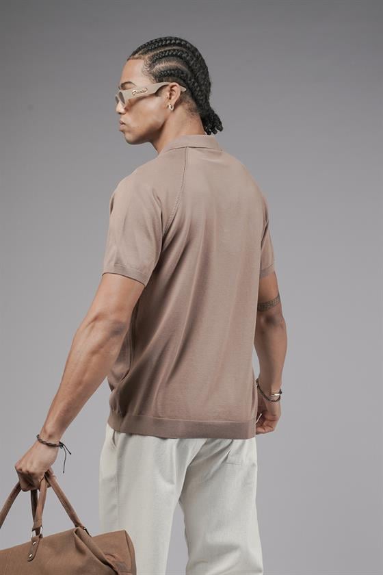 Polo Yaka Reglan Kol Erkek Triko Tişört
