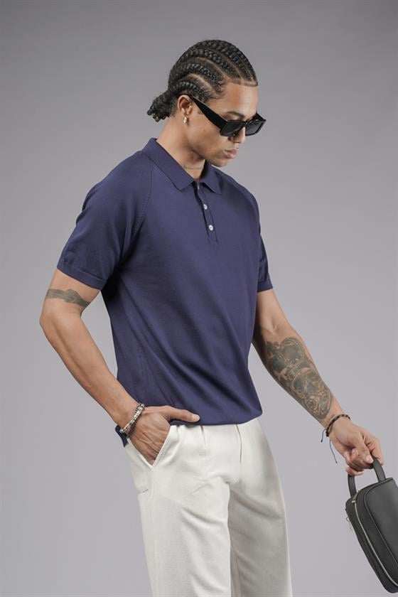 Polo Yaka Reglan Kol Erkek Triko Tişört