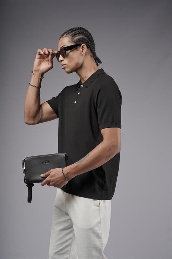 Polo Yaka Reglan Kol Erkek Triko Tişört