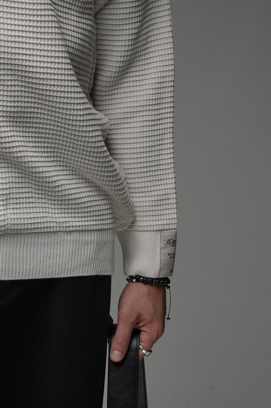 Polo Yaka Yarım Fermuarlı Oversize Kalıp Triko Kazak