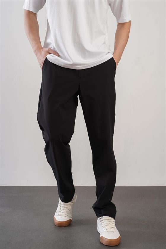 Regular Kalıp Beli Lastikli Erkek Jogger Siyah Pantolon