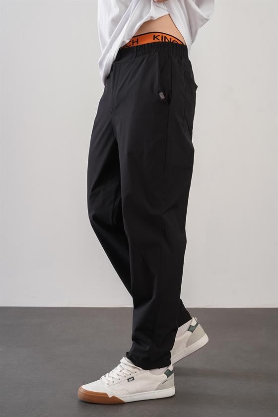 Regular Kalıp Beli Lastikli Erkek Jogger Siyah Pantolon