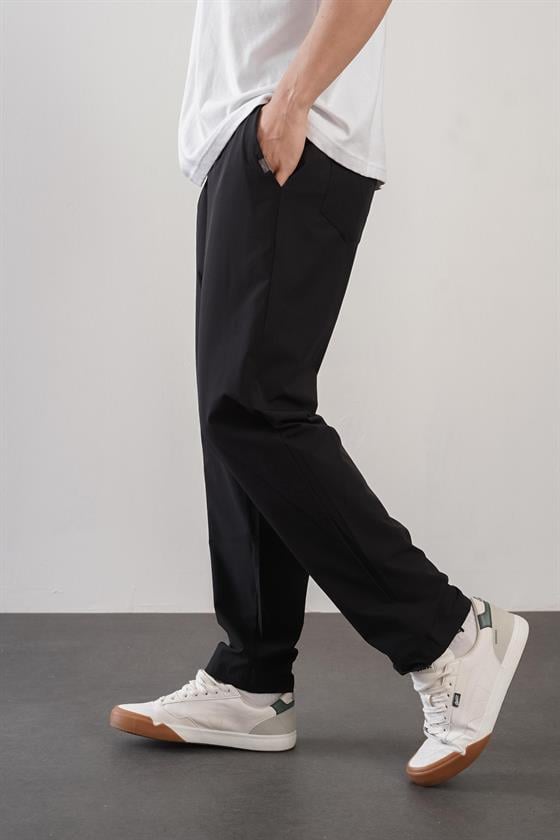 Regular Kalıp Beli Lastikli Erkek Jogger Siyah Pantolon