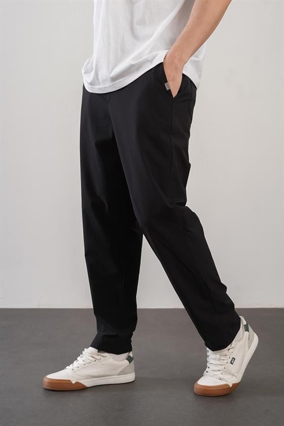 Regular Kalıp Beli Lastikli Erkek Jogger Siyah Pantolon