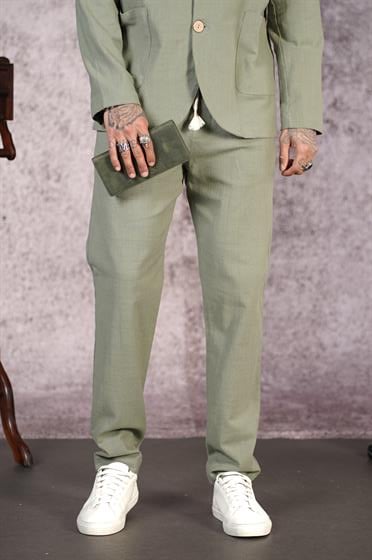 Regular Kalıp Blazer Keten Alt Üst Takım