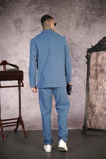 Regular Kalıp Blazer Keten Alt Üst Takım