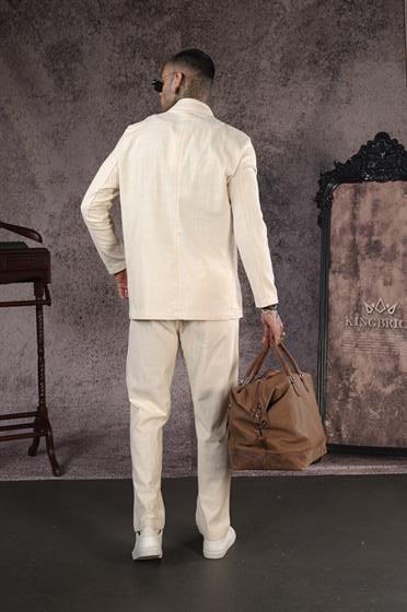 Regular Kalıp Blazer Keten Alt Üst Takım