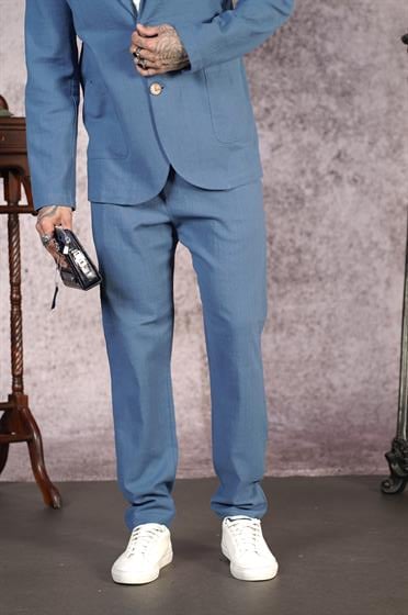 Regular Kalıp Blazer Keten Alt Üst Takım