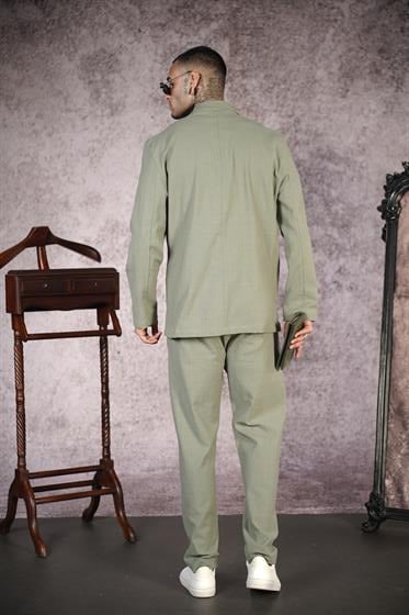 Regular Kalıp Blazer Keten Alt Üst Takım