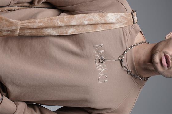 Ribanalı Yaka Reglan Kol Baskılı Oversize Kalıp Sweat
