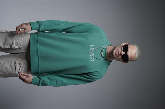 Ribanalı Yaka Reglan Kol Baskılı Oversize Kalıp Sweat