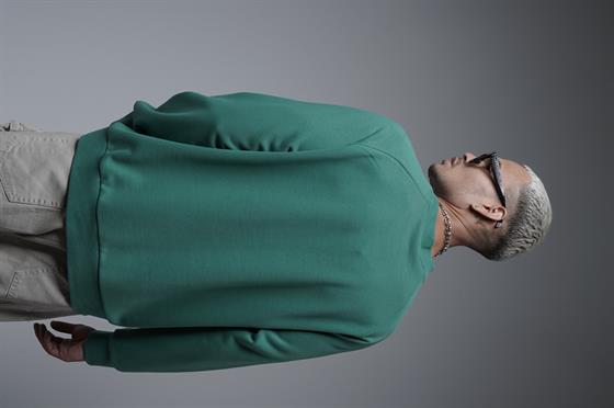 Ribanalı Yaka Reglan Kol Baskılı Oversize Kalıp Sweat
