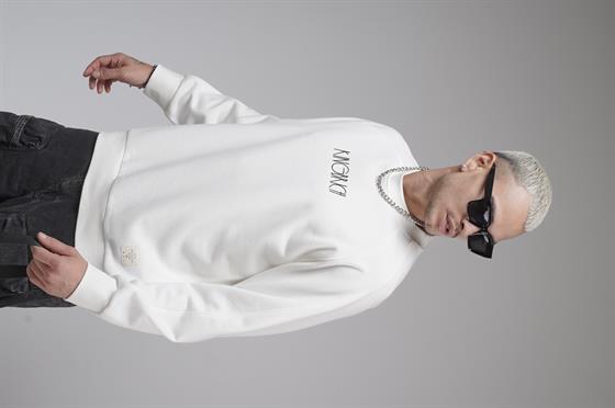 Ribanalı Yaka Reglan Kol Baskılı Oversize Kalıp Sweat