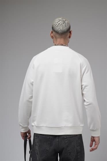 Ribanalı Yaka Reglan Kol Baskılı Oversize Kalıp Sweat