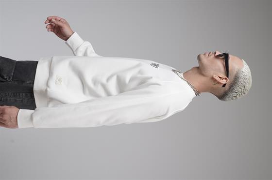 Ribanalı Yaka Reglan Kol Baskılı Oversize Kalıp Sweat