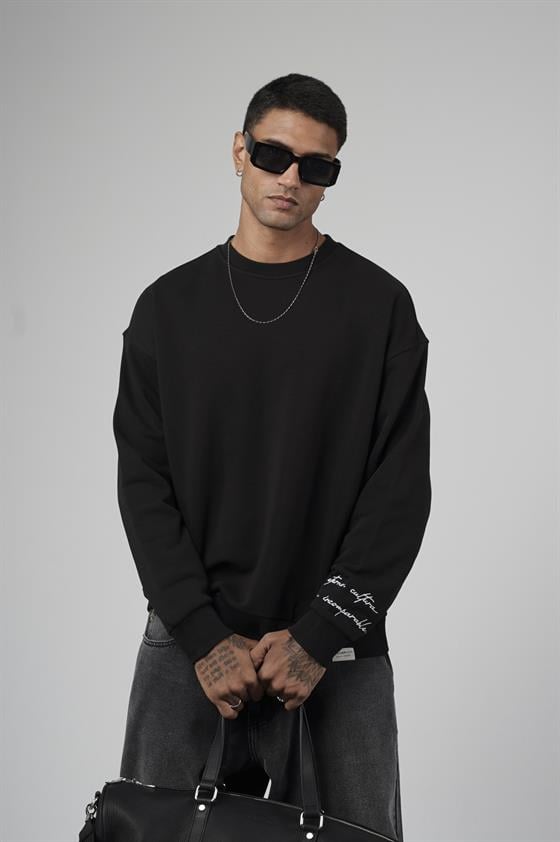 Sırtı Baskılı Oversize Kalıp Erkek Sweatshirt