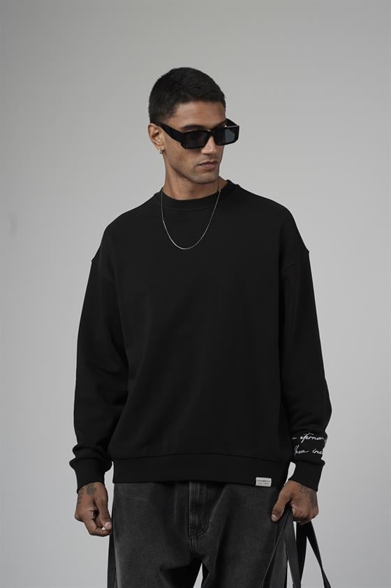 Sırtı Baskılı Oversize Kalıp Erkek Sweatshirt