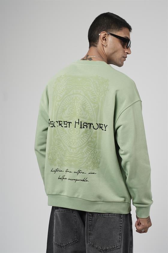 Sırtı Baskılı Oversize Kalıp Erkek Sweatshirt