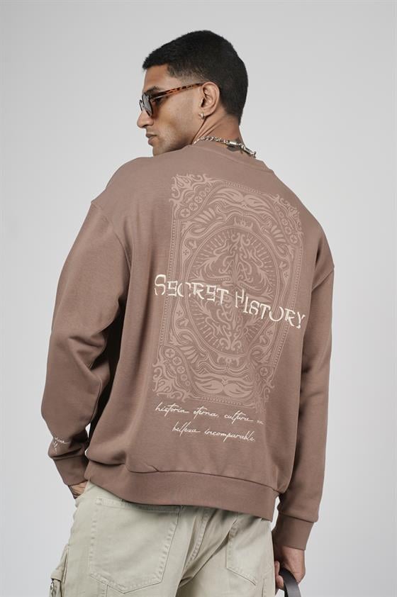 Sırtı Baskılı Oversize Kalıp Erkek Sweatshirt