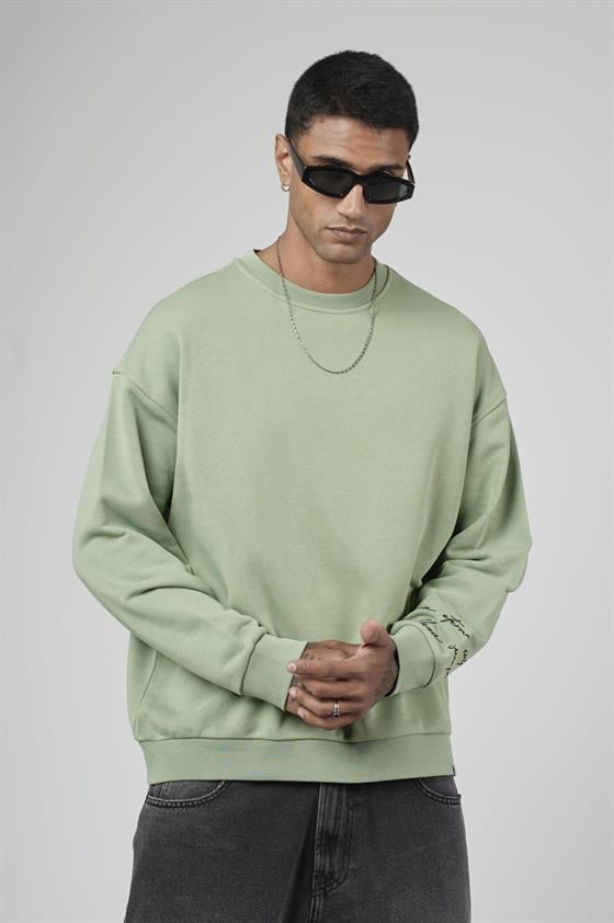 Sırtı Baskılı Oversize Kalıp Erkek Sweatshirt