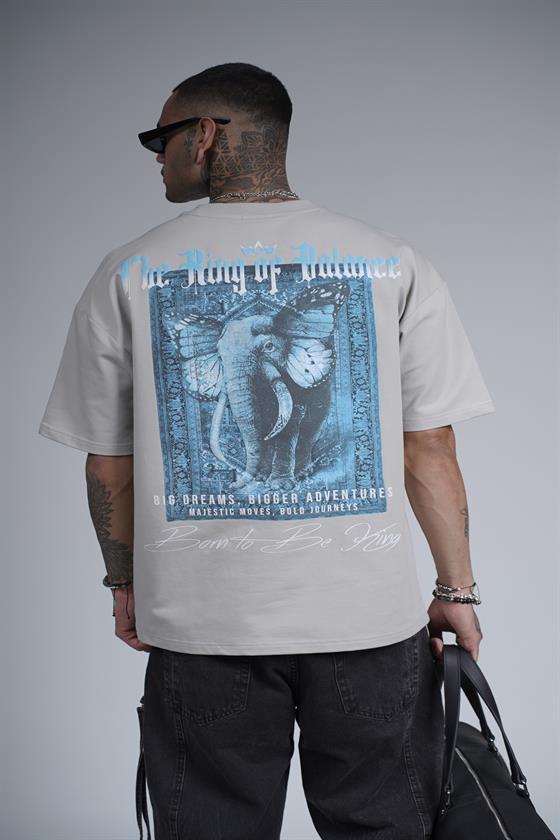 The King Of Balance Baskılı Oversize Kalıp Unisex Tişört