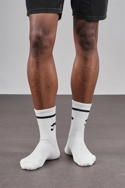 4'lü Desenli Sporcu Unisex Beyaz Çorap