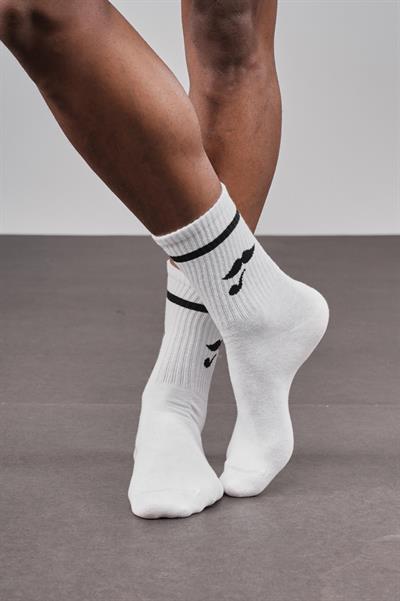 4'lü Desenli Sporcu Unisex Beyaz Çorap