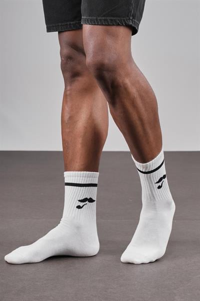 4'lü Desenli Sporcu Unisex Beyaz Çorap