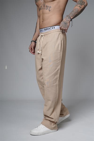 Baggy Kalıp Düz Keten Pantolon