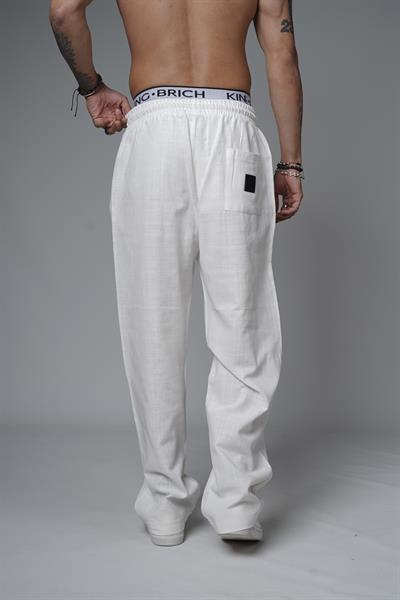 Baggy Kalıp Düz Keten Pantolon