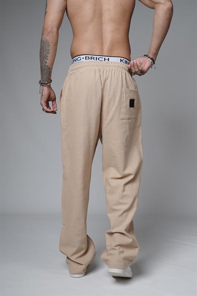 Baggy Kalıp Düz Keten Pantolon