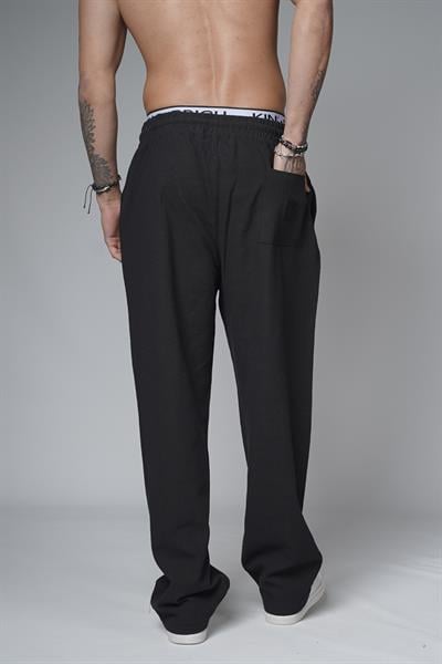 Baggy Kalıp Düz Keten Pantolon