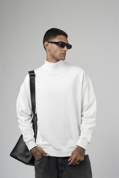 Balıkçı Yaka Oversize Kalıp Erkek Sweatshirt