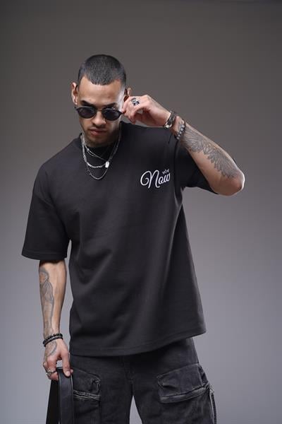 Baskılı Nakış Detaylı Oversize Kalıp Unisex Tişört
