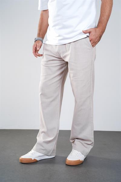 Beli Lastikli Cepli Extra Bol Kesim Erkek Keten Pantolon