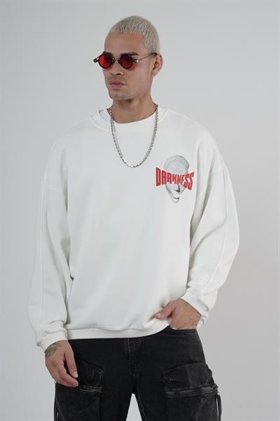 Bisiklet Yaka Darkness Baskılı Oversize Unisex Sweatshirt