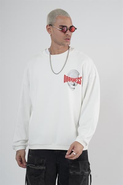 Bisiklet Yaka Darkness Baskılı Oversize Unisex Sweatshirt