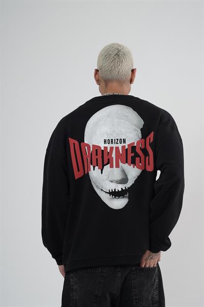 Bisiklet Yaka Darkness Baskılı Oversize Unisex Sweatshirt