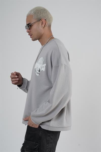 Bisiklet Yaka Darkness Baskılı Oversize Unisex Sweatshirt